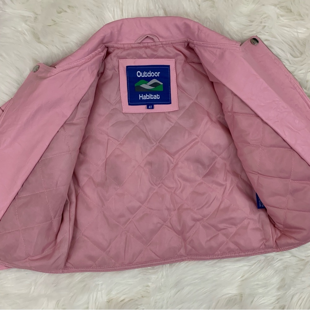 NEW Outdoor Habitat Pink Girls Biker Bomber Leather Jacket - Picture 9 of 13